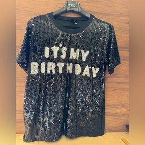 Chic Black Top with Ribbed Collar
It’s my birthday customized top